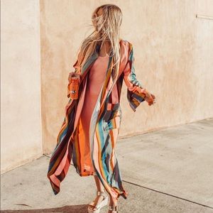 Lulus Satin Striped Kimono